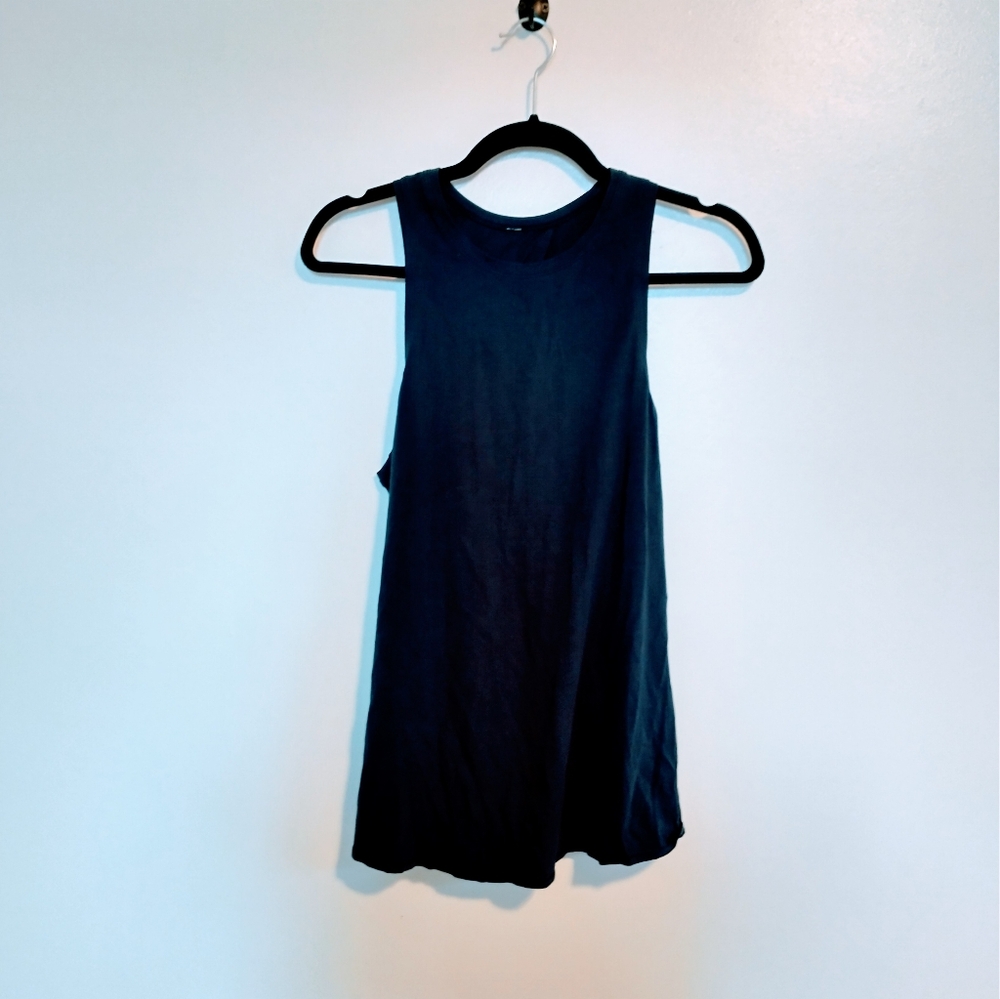 Lululemon black workout tank with open tulip back.  Tag removed, bust measures 1